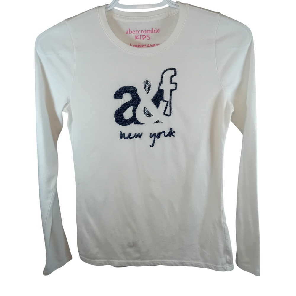 Y2K Abercrombie Kids Girls LongSleeve Graphic Embroidered Logo School 13/14 READ